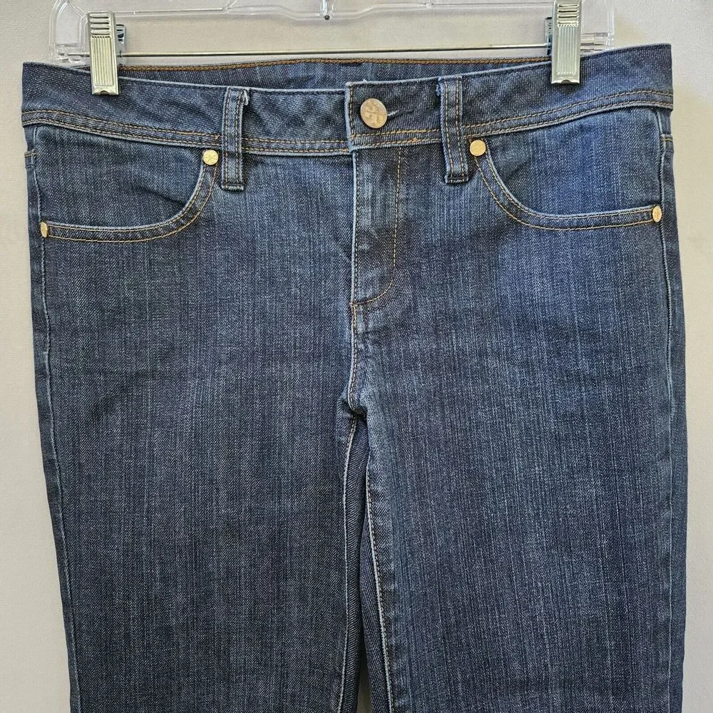 Tory Burch Jeans Womens 31x25.75 Cropped Jean Straight Blue Dark Wash Mid Rise - Picture 10 of 15